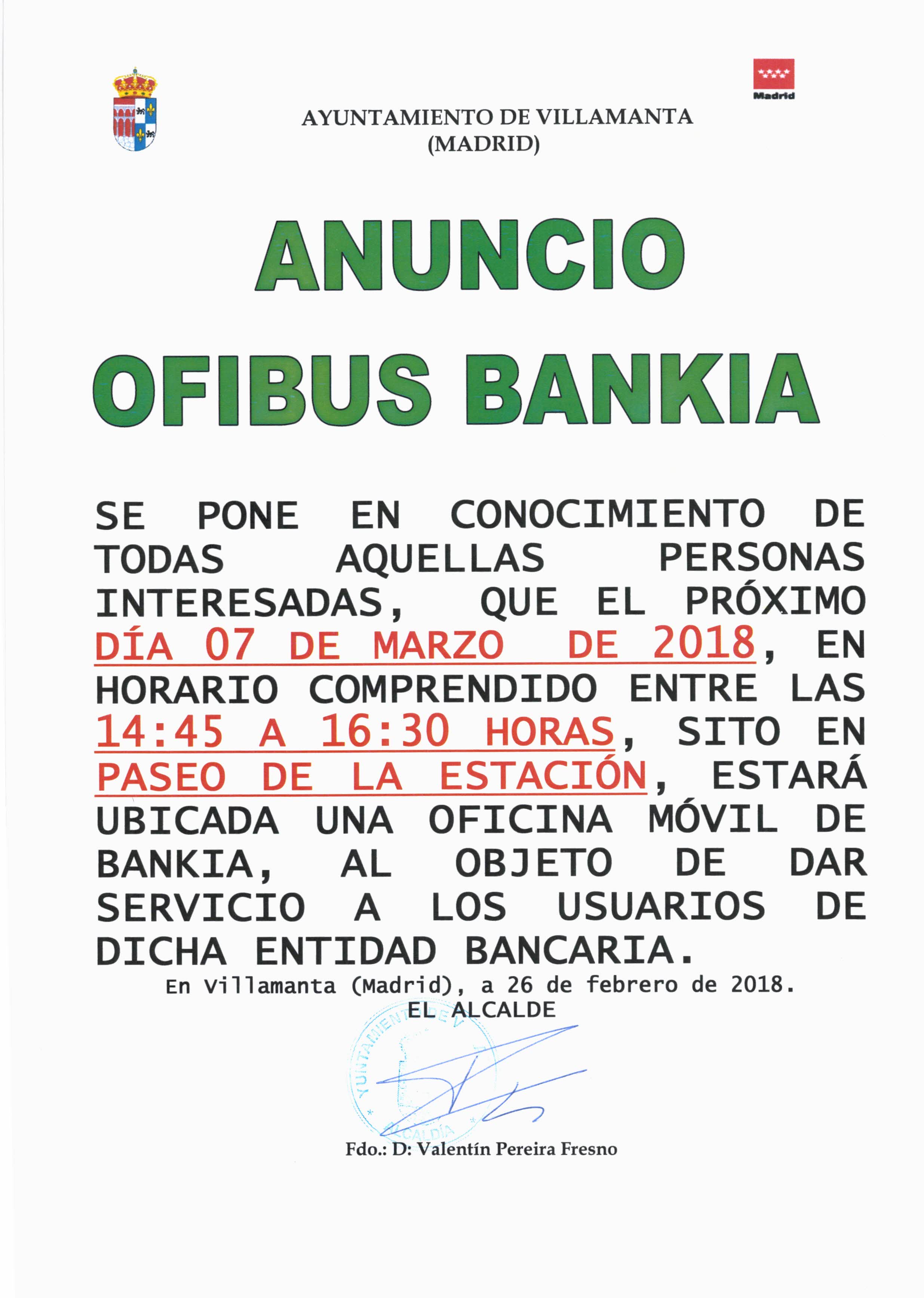 Ofibus Bankia 7 de marzo de 2018