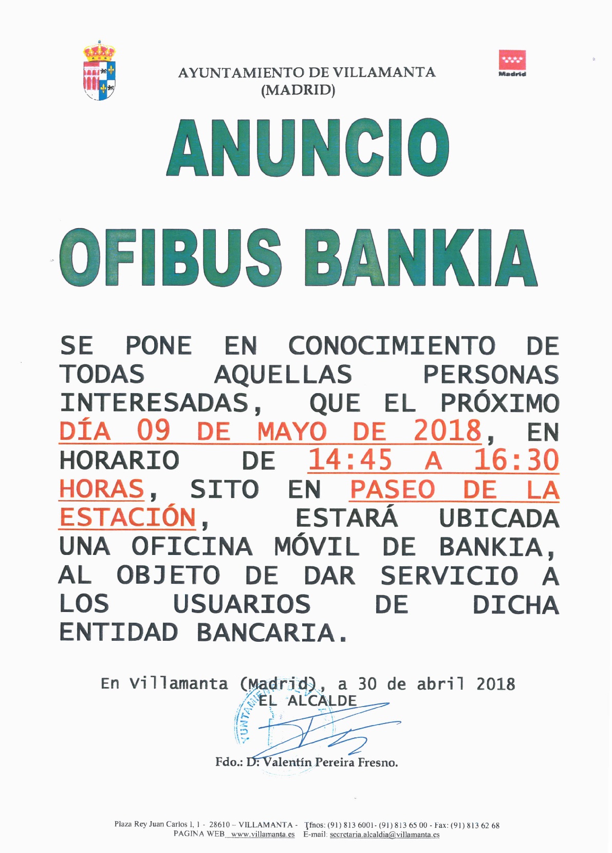 Ofibus Bankia 9 de mayo de 2018
