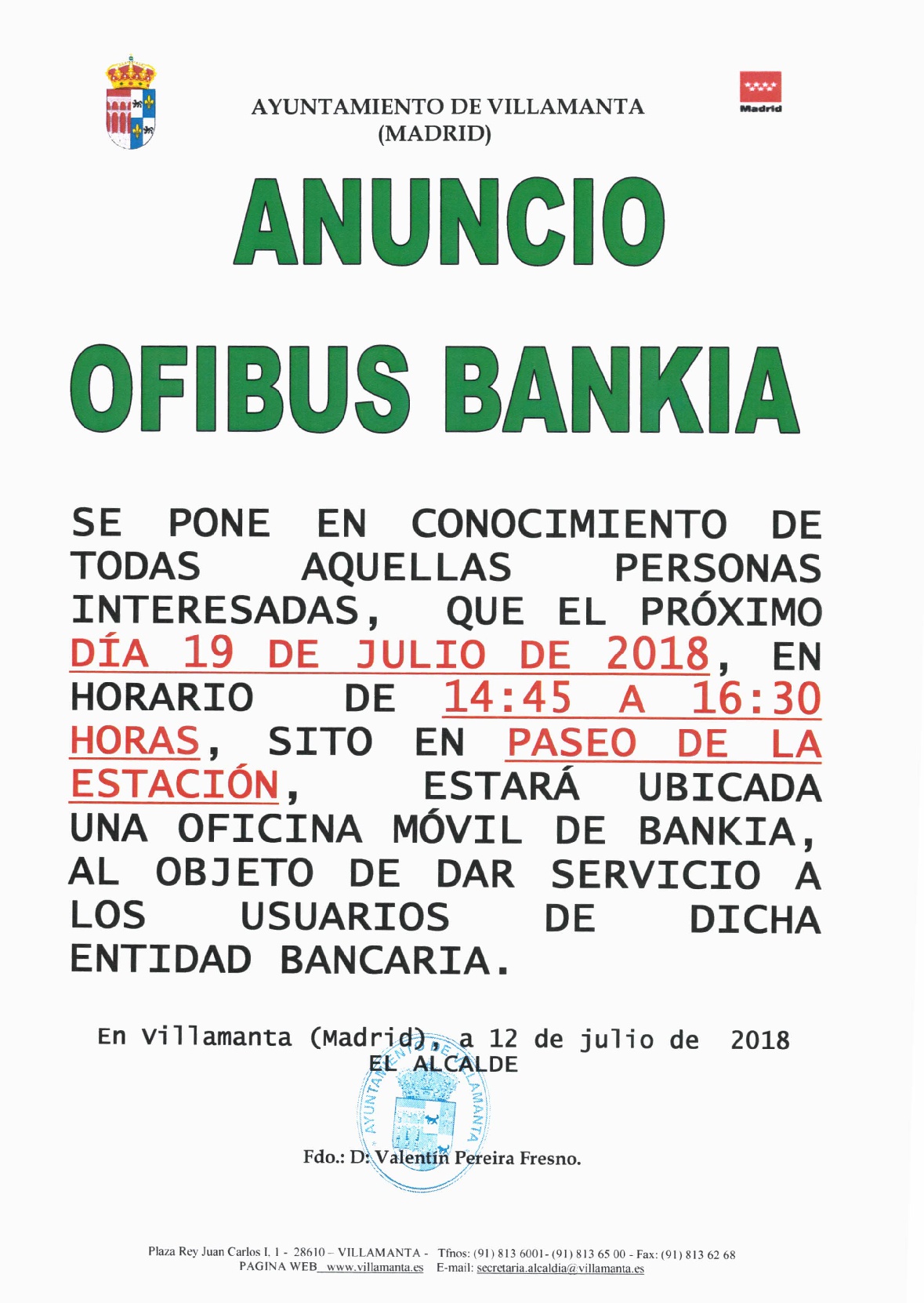 Ofibus Bankia 19 de Julio de 2018