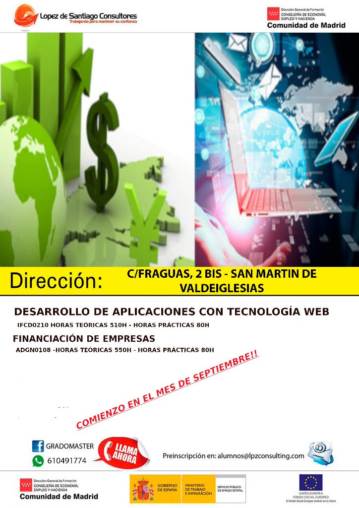 Curso de de desarrollo de aplicaciones con tecnología web y financiación de empresas