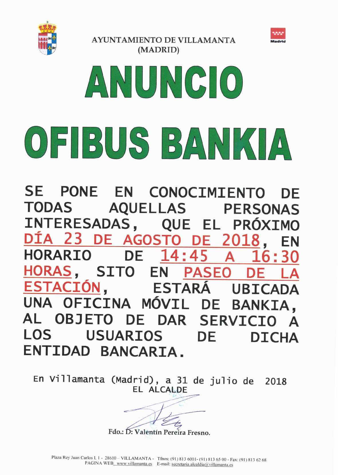 Ofibus Bankia 23 agosto 2018