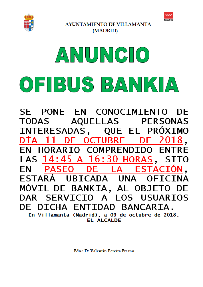 Ofibus Bankia el 11 de octubre