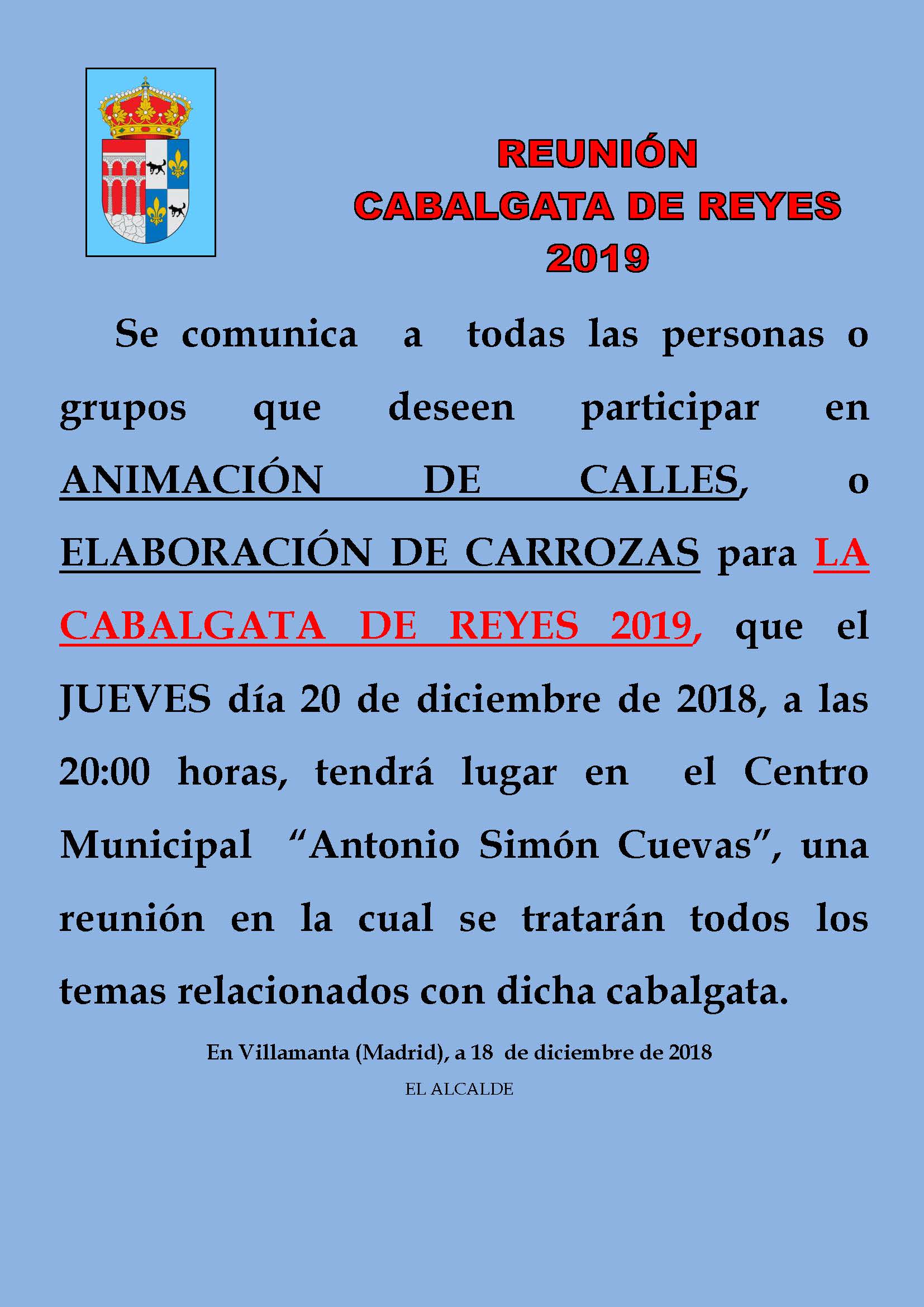 Reunion Cabalgata de reyes 2019